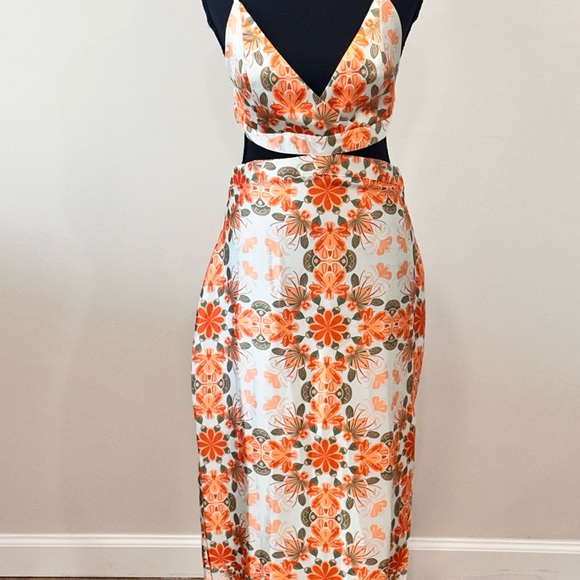House of Harlow Orange Cut-Out Maxi Dress